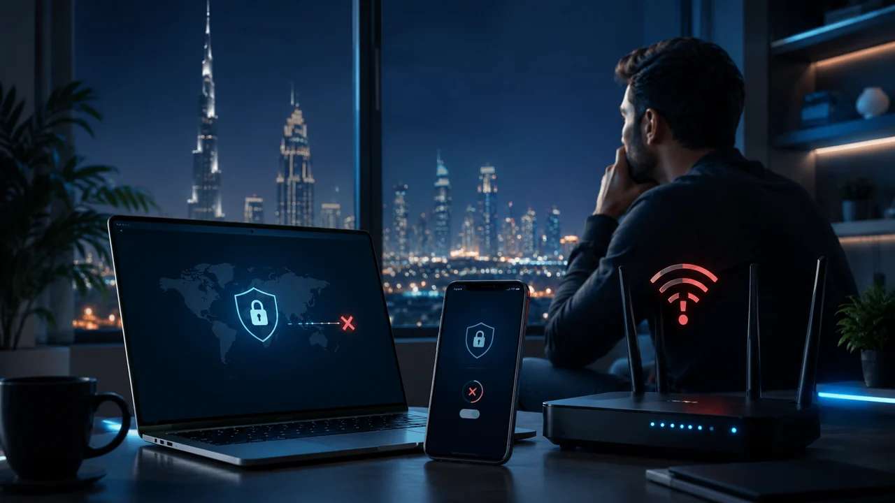 VPN connection failing on an Etisalat home network in the UAE