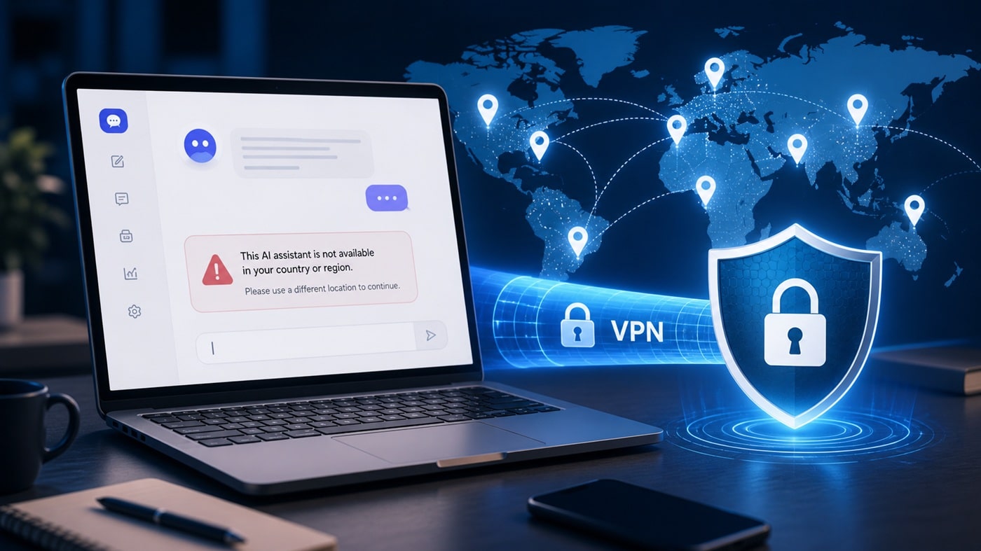 AI tool not available in your country with a secure VPN connection